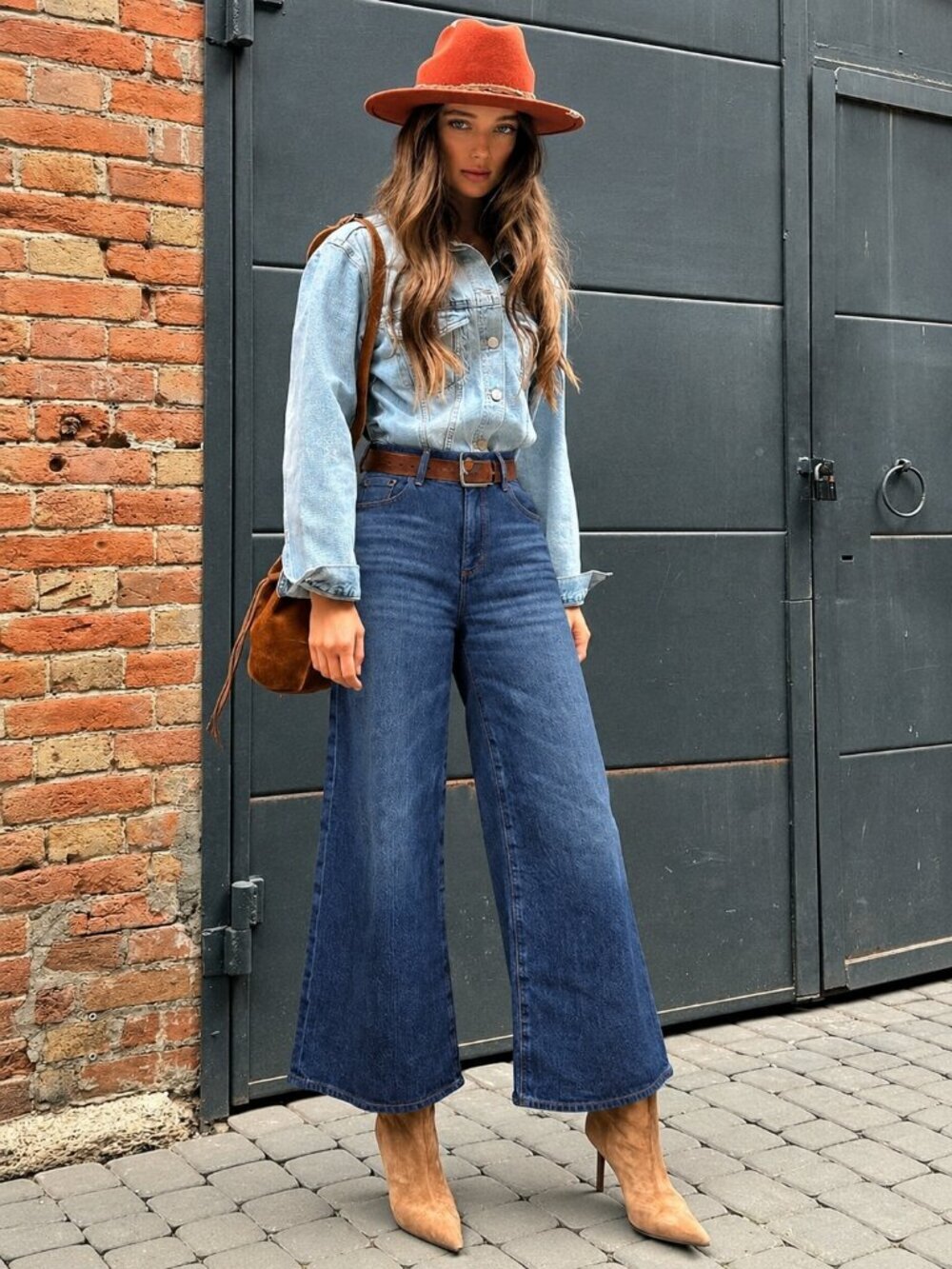 Ann Taylor Wide Leg Crop High Rise Size 6 Blue Denim Jeans (c1)